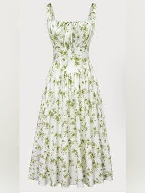 Scarlet Darkness Green Floral Print Summer Dress